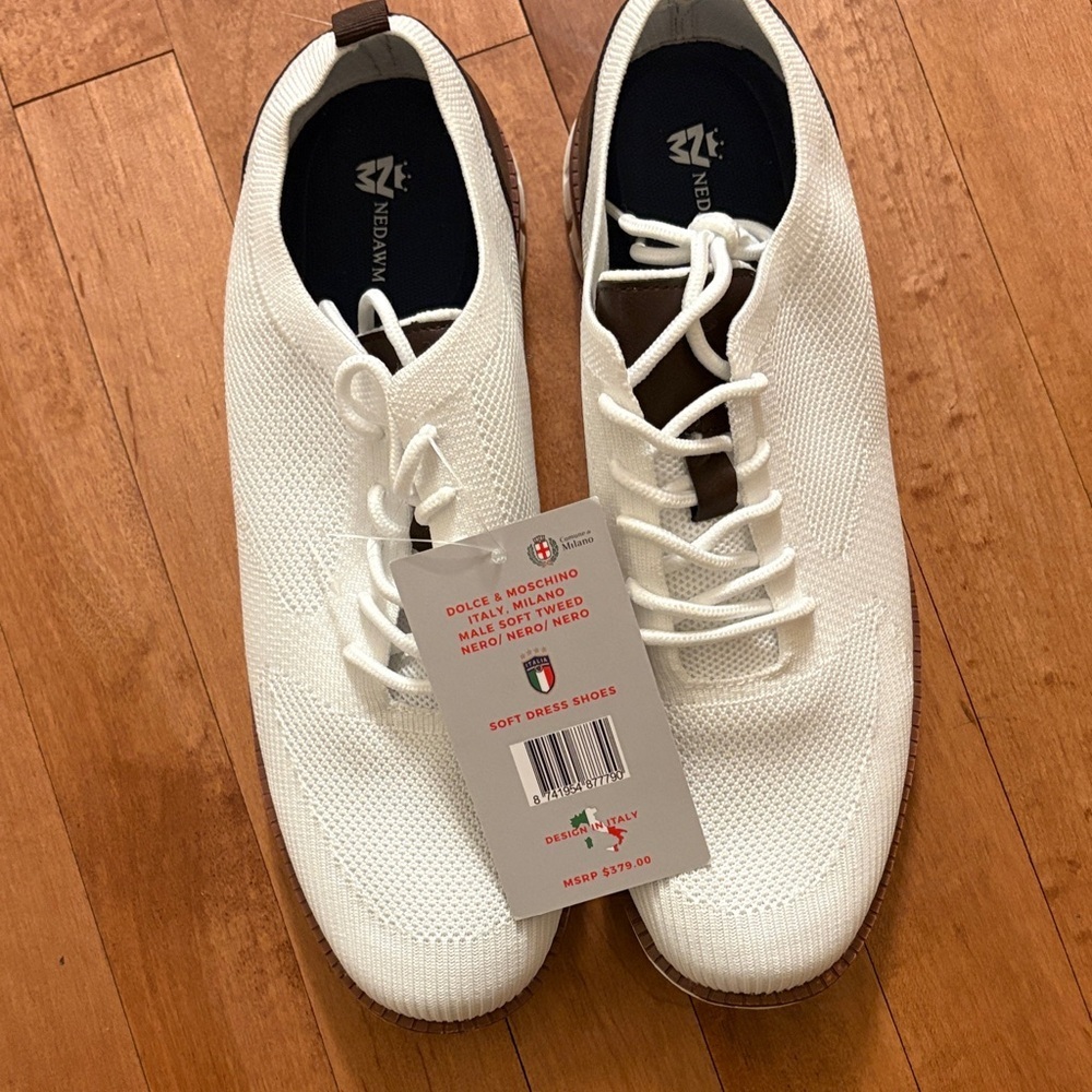 White Knit Oxfords - Picture 1 of 4